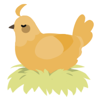 A honey chicken with a head pattern