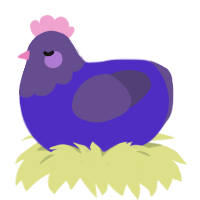 A indigo and overcast chicken with a head pattern