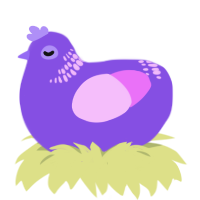 A blurple and lavender chicken with a neck-band pattern