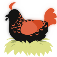 A black and vermilion chicken with a half-lace pattern