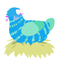 A sky and mint chicken with a bar pattern
