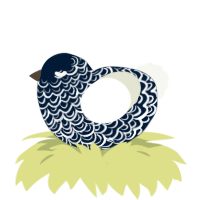 A tumblr and white chicken with a double-lace pattern