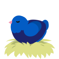 A navy and ultramarine chicken with a head pattern
