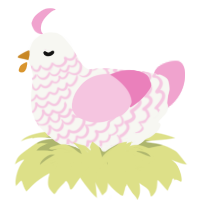 A white and pink chicken with a lace pattern