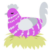 A orchid and mist chicken with a bar pattern