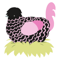 A sable and pink chicken with a lace pattern