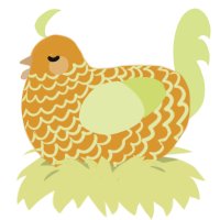 A orange and lemon chicken with a lace pattern