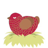 A crimson and brown chicken with a lace pattern