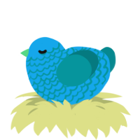A sky and teal chicken with a lace pattern