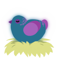 A sea and fuchsia chicken with a neck-band pattern
