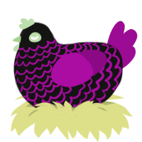 A black and plum chicken with a lace pattern