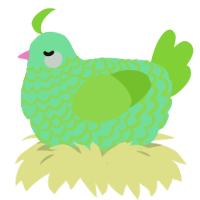 A spring and grass chicken with a lace pattern