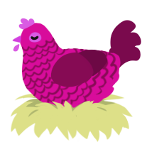 Hoffman, a fuchsia and wine chicken with a lace pattern