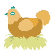 A gold and honey chicken with a head pattern