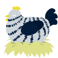 A mist and tumblr chicken with a bar pattern