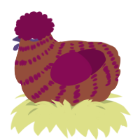 A russet and wine chicken with a bar pattern