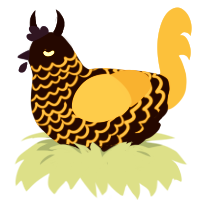A sable and orange chicken with a lace pattern