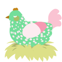 A spring and rose chicken with a speckle pattern
