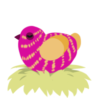 A fuchsia and honey chicken with a bar pattern