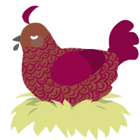 A russet and maroon chicken with a double-lace pattern
