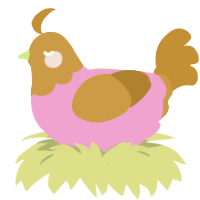 A pink and gold chicken with a head pattern