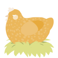 A honey chicken with a speckle pattern