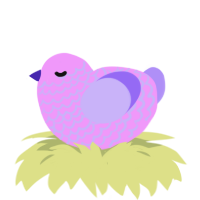 A lavender and lilac chicken with a lace pattern