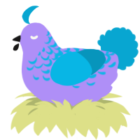 A lilac and cerulean chicken with a half-lace pattern