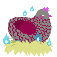 Hamlet, a ash and maroon chicken with a lace pattern