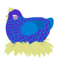 A indigo and sapphire chicken with a lace pattern