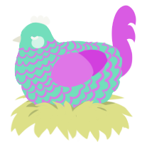 A mint and orchid chicken with a lace pattern