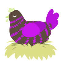 A bark and amethyst chicken with a bar pattern