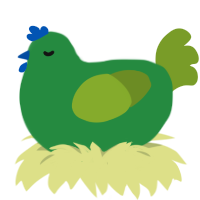 A viridian and chartreuse chicken