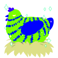 A grass and indigo chicken with a bar pattern