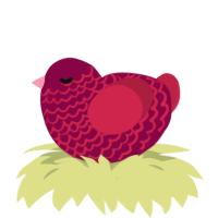 A maroon and crimson chicken with a lace pattern