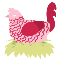 A rose and crimson chicken with a lace pattern