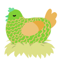 A grass and honey chicken with a lace pattern