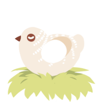 A cream chicken with a half-bar pattern