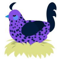 A blurple and tumblr chicken with a speckle pattern