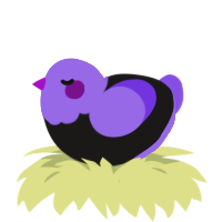 A sable and blurple chicken with a head pattern