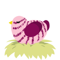 A rose and wine chicken with a bar pattern