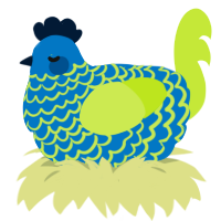 A sapphire and lime chicken with a lace pattern