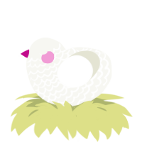 A white chicken with a lace pattern