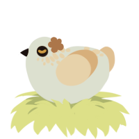 A mist and beige chicken with a neck-speckle pattern