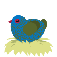 A sapphire and olive chicken with a double-lace pattern