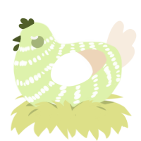 A apple and cream chicken with a bar pattern