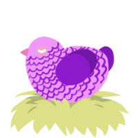 A lavender and violet chicken with a lace pattern