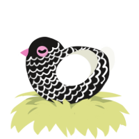 A sable and white chicken with a lace pattern