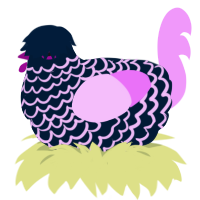 A tumblr and lavender chicken with a lace pattern