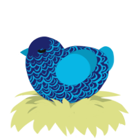 A navy and cerulean chicken with a double-lace pattern
